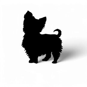 Metal Yorkshire Terrier Garden Silhouette Stake, Outdoor Dog Yard Art, Crater black