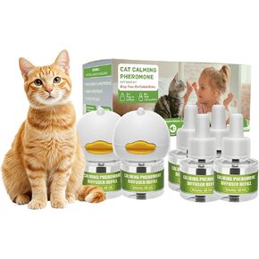 قابس الناشر المهدئ CAT - 6 حزمة مجموعة نماذج الفيرومون لتقليل القلق والتوتر في القطط ، وتشمل اثنين من النشرات و 6 عبوات