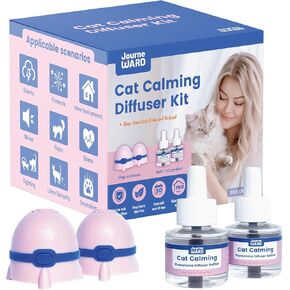 Cat Calming Diffuser, Cat Calming Pheromone Diffuser, Safe Cat Anxiety Relief, Lasts 60 Days, Reduce Stress, Cat Pheromone Diffuser (2Diffusers+2Refills)