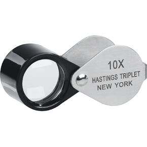 10X Jewelers Loupe Hastings Triplet Loupe Magnifier with 16mm (0.63inches) Triplet Glass Lens, Foldable Jewelry Magnifying Glass Jewelry Magnifier Magnifying 10X Hand Lens for, Gem, Coins, Watches