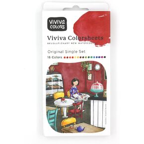 Viviva Coloursheets ، مجموعة فردية أصلية ، 16 ألوان مائية نابضة بالحياة ، للهواء الخارجي والسفر ، VV276000