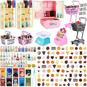 163 PCS MINI Supermarket Playset Miniature Fridge Food Bottle REFS Supermarket REFS CASH LEGAN
