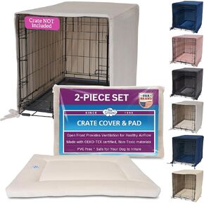 غلاف قفص الكلاب Pet Dreams و sat-prevable غير سامة لبطولة للأبواب الواحدة ، يناسب أقفاص الكلاب icrate 18 ، 24 ، 30 ، 36 ، 42 ، 48 بوصة (العاج ، صغير ، 24 ")
