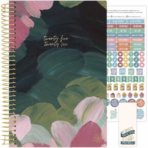 bloom daily planners 2025-2026 (8.5" x 11") Academic Year Day Planner (July 2025 - July 2026) - Weekly & Monthly Dated Agenda Organizer with Stickers & Tabs - Emerald Paint Strokes