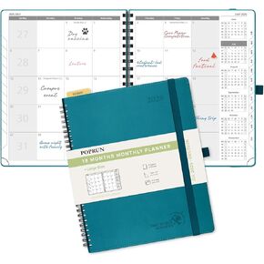 Poprun Monthly Planner 2025-2026 حجم الجيب (4 '' x 6.25 ')