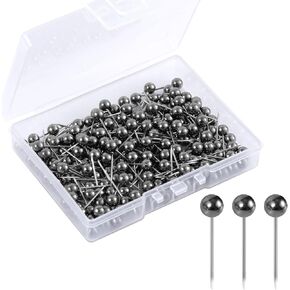 200pcs Map Push Pins, Map Tacks Round Head Map Pins for Travel Map Small Thumb Tacks Marking Pushpins for Cork Board Bulletin Board Picture Photo Home Office School DIY Craft (Gold)