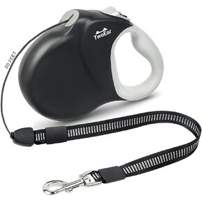 Twoear 30FT Retractable Dog Leash for Medium & Large Dogs up to 110 LBS - Heavy Duty Tangle-Free Long Leash with One-Hand Brake, Anti-Slip Handle & Smooth Retraction - Black
