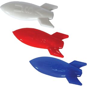 Stretchy Rocket Flyers 3" - Toddler Toys in Blue, Red, and White - Kids Toys for 3-Year-Old Boys, Kids Party Favors, Piñata Stuffer, Carnival Prize, Back to School Supplies - 36 Pcs