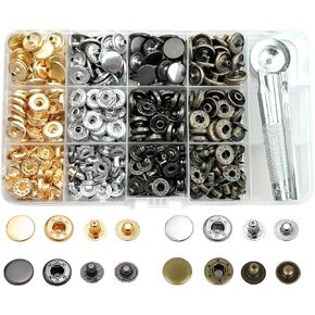 120 Sets Metal Snap Buttons, NXTOV 12.5mm Leather Snap Fasteners Kit with 5 Pieces Fixing Tools, 6 Colors Craft Snaps for Clothes, Windbreaker, Shirts, Jacket, Backpacks, Wallet,Bags