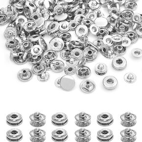 50Sets Snap Button Kit, 12mm Leather Snaps Fasteners, Metal Button Press Studs for Fabric Leather Bag Clothes Jackets Bracelets DIY for Sewing Accessories (Silver)