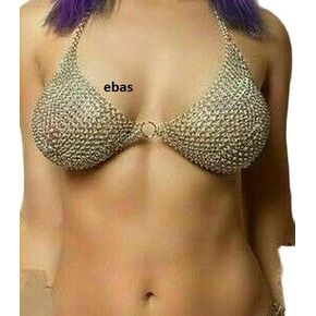 Women's Anodized Aluminum Chainmail Bra - Medieval Festival Bralette, Metal Armor Style