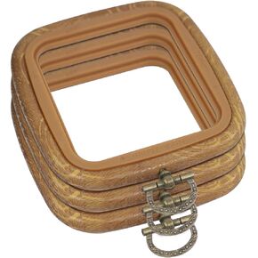 Jasvelly Square Embroidery Hoops, 3PCS Cross Stitch Hoop for Crafts, Resin Imitated Wood Decorative Hanging Embroidery Frame Ornament Tools (5.7''×6.4'')