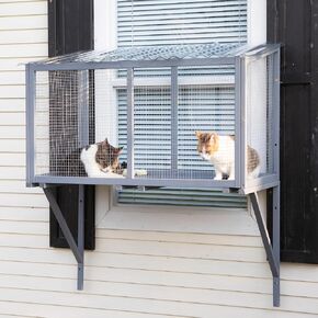 Coziwow Window Catio ، Catio Outdoor Cat Window Window Box ، Wooden Cat Window Perch