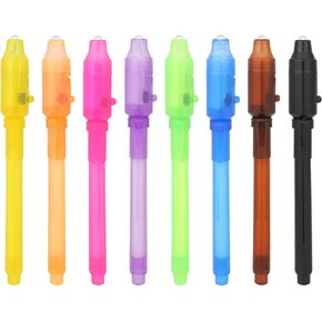 8 PCS Spy Pens Invisible Ink Pen with UV Light Magic Marker for Secret Message, Invisible Ink Pen for 6-13 Year Old Boys Girls Party Birthday Christmas Halloween Goodies Gift Toy