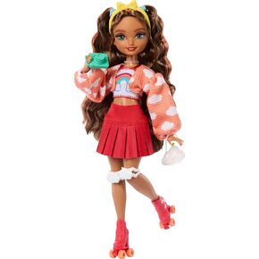 Barbie Dream Besties Doll and Accessories, Teresa Posable Roller Skating Fashion Doll with Brown Hair, 9Video Game Themed Pieces
