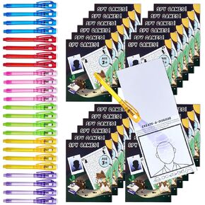 Joycat 24 PCS أقلام الحبر غير المرئية مع UV Light للأطفال مع أجهزة الكمبيوتر المحمولة ، وعلامات سحرية PEN SPY PEN للرسالة السرية ، وجوائز الفصل للطلاب ، هدية عيد ميلاد للبنين الفتيات