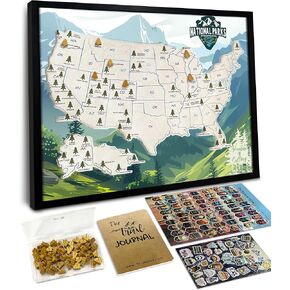 خريطة Flinelife National Parks مع دبابيس الأشجار الصنوبر الخشبية ، 12x10 ، خريطة Cork Park Park ، مثالية لعشاق الحدائق الوطنية ، المتجول ، الأزواج والعائلات هدية