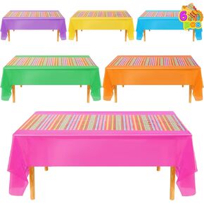 JOYIN 6 pcs Mexican Fiesta Tablecloth 54 x 108'' Party Plastic Tablecloth Striped Table Cover for Cinco De Mayo Decorations, Taco Night, Birthday Decor, and Mexican Themed Party
