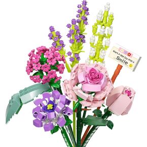 QLT Mini Bricks Flower Bouquet Building Sets, Artificial Flowers, DIY Unique Decoration Home, 547 Pieces Botanical Collection for Ages 8-12 yrs Old Girl for Gift (Not Compatible with Lego Set)