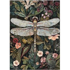 الطلاء بأرقام للبالغين ، طلاء اليعسوب بواسطة أرقام أرقام للمبتدئين ، DIY Dragonfly Acrylic Painting on Canvas for Home Wall Art Decor