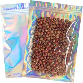 100Pcs Holographic Packaging Bags, 3x4 inch Resealable Foil Pouch Mylar Sample Bag Great for Small Business and Party Favor Food Storage……