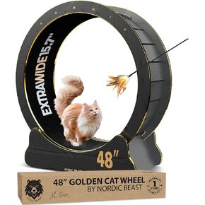 48 '' Golden XL Cat Wheels-عجلات القط للقطط الداخلية التي لا تؤثر سلبًا على العمود الفقري لقطتك-15.7 '