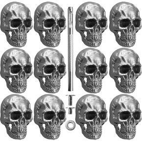 Sanyeyufeng 12Pcs Skull Rivets Buttons Skeleton Stud Goth Mental Conchos Pins for Leather Craft, Leather Belts, Shoes, Bags, Fabric DIY (Silver Gray) in Kuwait