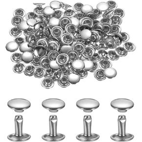 uxcell 120Set Leather Rivets, 8mm Double Cap Rivet Tubular Metal Studs Repairs Decoration Craft Accessories for Repair Decorate Leather Craft Belt Bag Shoes Purse Belts, Red