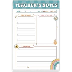 Rainbow Boho Teacher Notepad, Teacher Appreciation Gifts, New Teachers Gifts, To-Do List Notepad, Stationery Must-Have Supplies for Preschool, Elementary, Middle, and High School Teachers