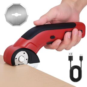 Katerk Cordless Electric مقص 4.4 فولت ، قاطع من الورق المقوى الدوار مع شفرة الرشية الذاتية ، قابلة لإعادة شحن USB ، قفل أمان للنسيج ، السجاد ، البلاستيك