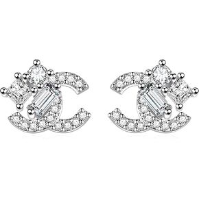 925 Sterling Silver Hypoallergenic Letter Earrings for Women – Elegant Handmade Stud Earrings, exquisite Holiday Gift
