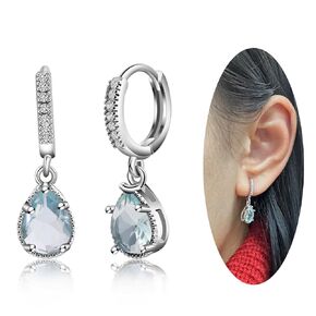 Teardrop الياقوت الأطواق أقراط الفضة الإسترليني تتدلى الأقراط الملكية الأزرق للنساء
