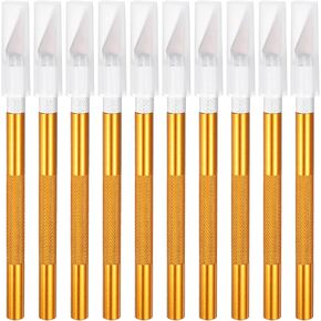 uxcell 10pcs Exacto Art Craft Hobby Knives Precision Utility Knife Set, for Carving Crafting Scrapbooking Stencil Paper Wood Plastic Model, Black