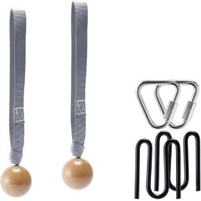 2 Wooden Balls for Monkey Line, Gorilla Line and Ninja Warrior Obstacle Courses – Complete Expansion Kit with Durable Buckles, Carabiners, Easy Installation, Safe Secure Training Equipment (Grey)