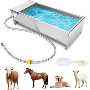 Stainless Steel Cattle Drinking Bowl, Horse Cattle Drinker, Automatic Drinking Bowl with Hanging Float Valve, 7.5 Liters, Drinking Bowl for Horses, Cattle, Sheep, Dogs