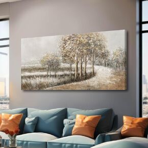 WINKAILIN Wavy Line Hand Painted Wall Art Minimalist Decoration 24"x48" Abstract Artwork Paintings for Bedroom Pictures for Office