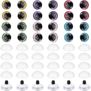 Patikil 12mm عيون السلامة فلاش ، 48 PCS دمية عيون واقعية كروشيه ملونة السلامة العين للديكور كروشيه ملحقات الدمى ، ألوان مختلطة