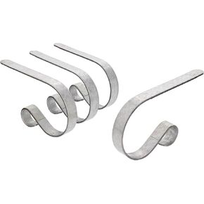 Haute Decor The Original MantleClip® Stocking Hanger - 4 Pack (Galvanized Steel) - Christmas Stocking Holder adjusts to fit mantels up to 3 inches Thick