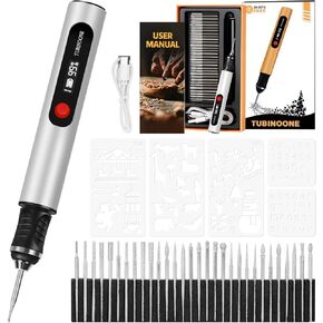 Engraving Pen by TUBINOONE, Ultimate Cordless Portable Tool for Artists & DIYers - Engrave 50+ Surfaces - Beginner Friendly - Rechargeable - Free 30 Bits & Mastery Guide (Blue)