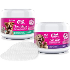 حزمة الكلب ، Cat Care & Grooming Deluxe - مناديل غسل العين مزيلًا للبقع ومساحات إزالة الشمع