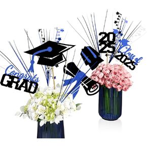 فئة زينة التخرج من 2025 23pcs Gold Gold Gold Grad Grad Glitter Concerpiece Toodpers Toppers Decor with Foil Rachs Star Grass for 2025 College High School Conchans