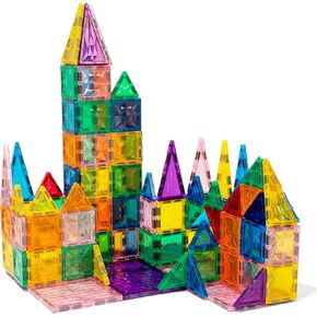 البناء المغناطيسي البلاط 100 PCS المغناطيس تكديس أطفال ألعاب STEM STERSARY GAMES TEAYS TOYS TOYS HIRDACH DISTRIAL FOR BOYS and GIRLS 3 Years UP (صغير) (صغير)
