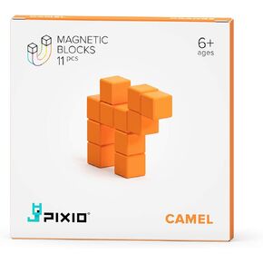 PIXIO Orange Camel Color Series Magnetic Blocks Construction Set 11pcs with Free App, Stress Relief Building Blocks, Fidget Toys, Pixel Art Desk Toy, Animals Figures