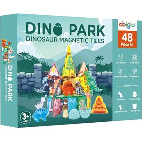 Dinosaur Toys Magnetic Tiles, Valentines Day Gifts for Kids, 3D Movable Dinos Magnetic Building Blocks for Kids 3-5 5-7 STEM Educational Outdoor Sensory Toys for Boys and Girls