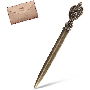 Vintage Metal Letter Opener, Desk Envelope Slitter - Lightweight, Gold