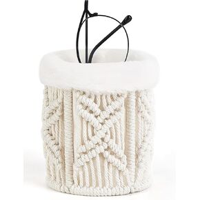 حامل نظارات MKONO لـ Nightstand Macrame Plush Cloyss Sanfes For Howsips Trouges Boho Decor Eyeglass حامل للمكتب منظم مكتب المكتب