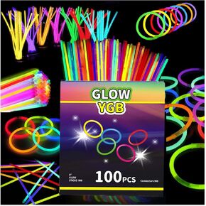 100PCS Glow Sticks Bulk Party Pack, Halloween Glow Sticks For Kids Camping, Glow In The Dark Sticks,8" Glow Party Supplies Bracelets
