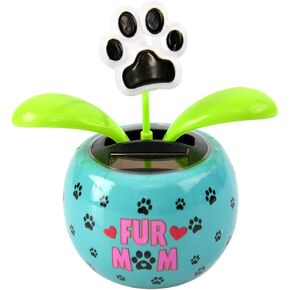 Home-X “Fur Mom" Paw Flower Solar Dancer Figure, Solar-Powered Dancing Office Desk Decor, Windowsill or Car Dashboard Decoration