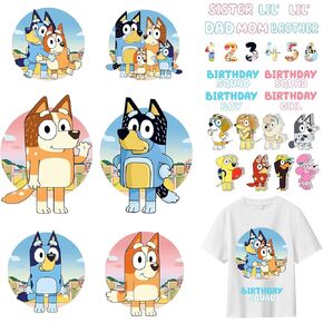 Birthday Iron on Transfers for Family T Shirts,Cartoon Washable Heat Transfer Vinyl Decals for Clothing Handbag Pillow,Cute Transfers Patches for Kids to Adult Boys Girls Party DIY Decoration