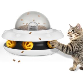 Smart Interactive Cat Feeder 2-in-1 لعبة Bloy Feeder & Track Ball مع Bell Puzzle & Snack Dispenser تعزز الأكل الصحي والتحفيز العقلي للقطط الداخلية